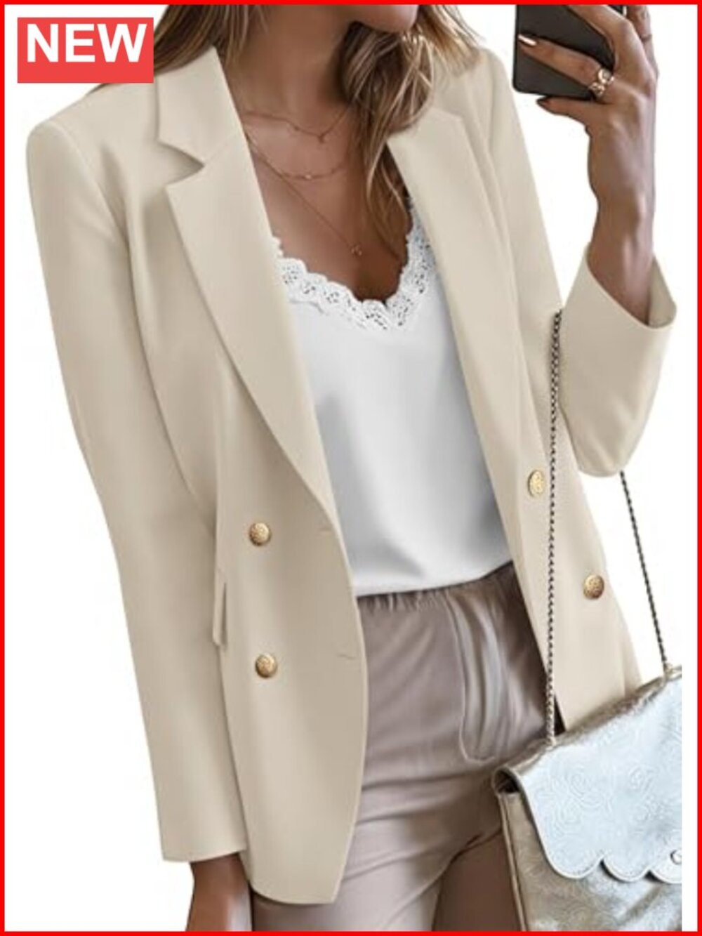 Womens Double Breasted Blazer 100% Polyester Oversized Notch Lapel Office